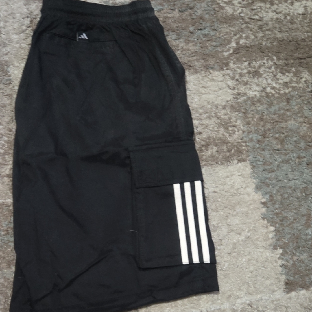 Adidas Black Athletic Shorts with Signature Stripes